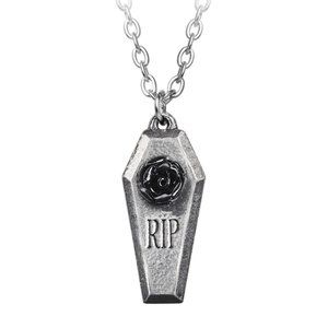 Alchemy Gothic RIP Black Rose Coffin Casket Pendant NWT